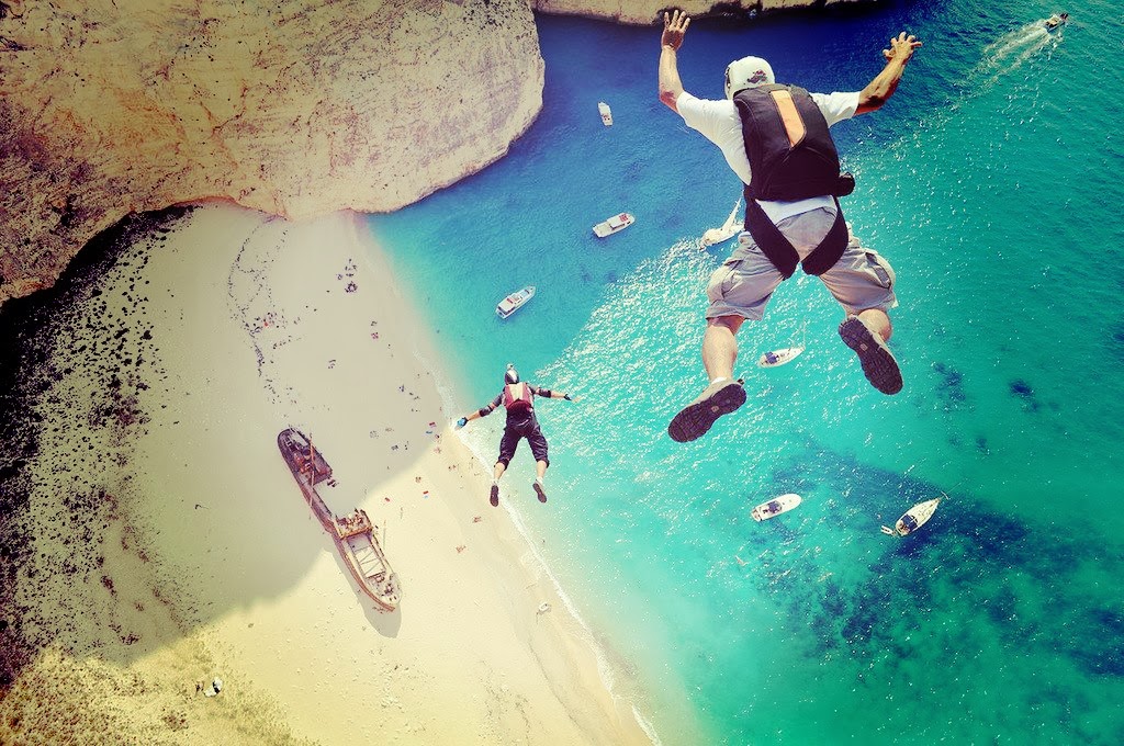 The Beautiful Island of Zakynthos in Hellas (Greece) - Ionian Sea - Hubert Schober and Kedley Oliveti Base Jump over Navagio Beach