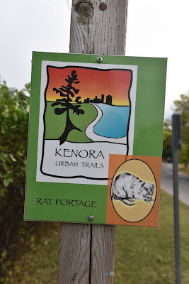 Kenora Rat Portage trail sign showing Trans Canada Trail route.