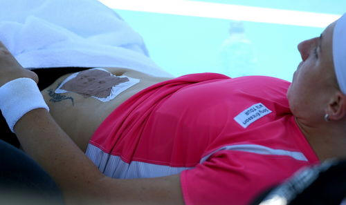 Svetlana Kuznetsova has partially reveled a tattoo on her lower hip, 