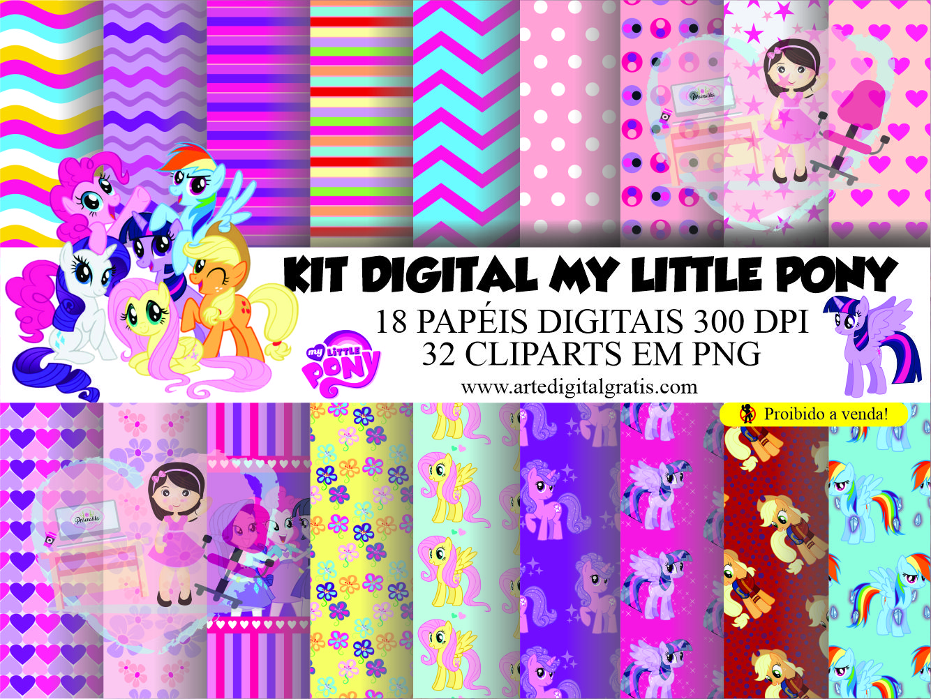 Kit Digital My Little Pony sem fundo Png
