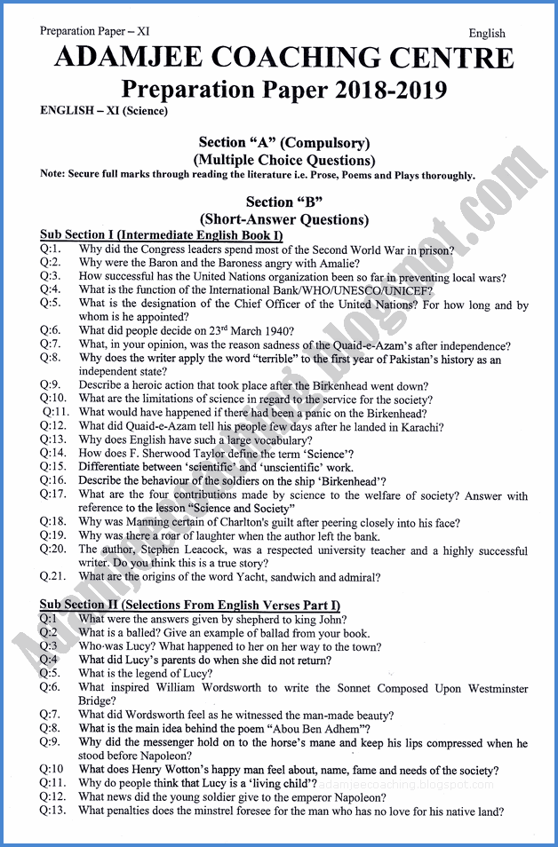 english-11th-adamjee-coaching-guess-paper-2019-science-group