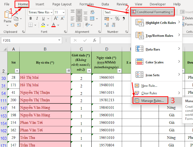 Hướng dẫn xem và lọc dữ liệu trùng bằng màu sắc trong Excel