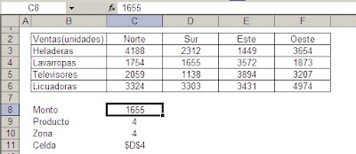 Excel celda en matriz