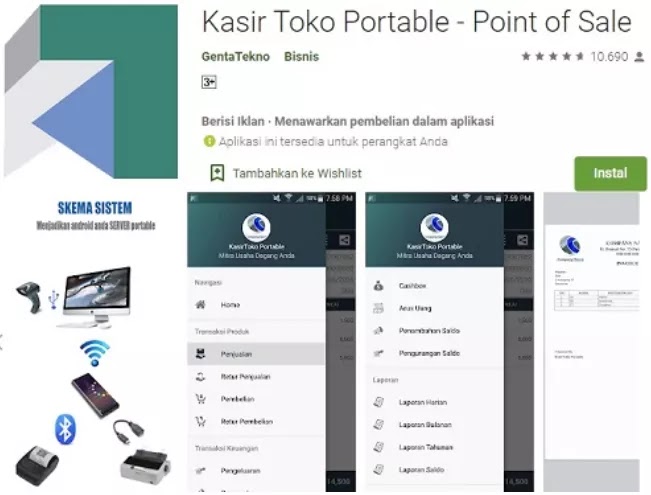 kasir toko portable