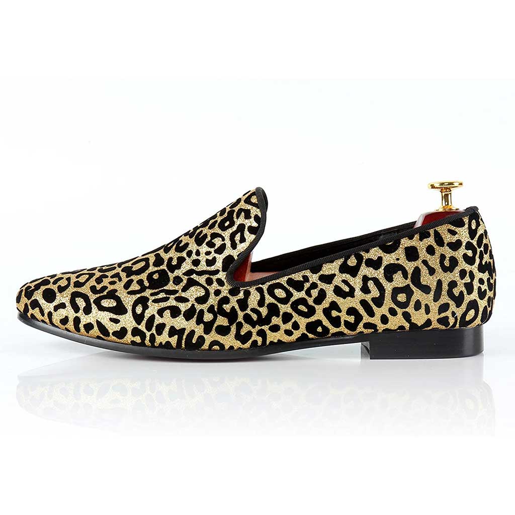 Men Wedding Shoes Leopard Printed Slip-On Dress Loafer