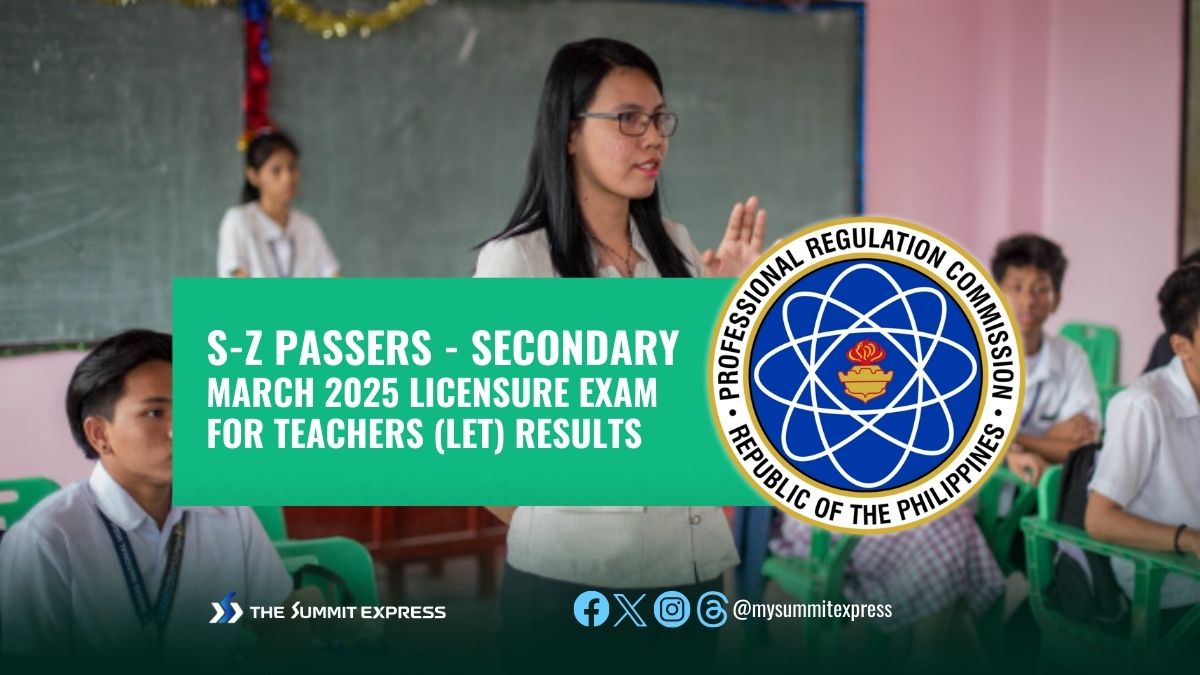S-Z Passers: March 2025 LET Secondary Level