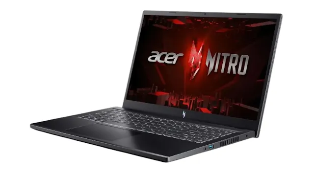 Acer Nitro V Gaming Laptop with Intel Core i7-13620H, NVIDIA RTX 4050 GPU, 165Hz Full HD display, backlit keyboard, and futuristic cooling design.