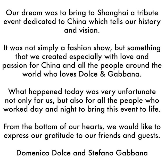 D&G statement on racist comments
