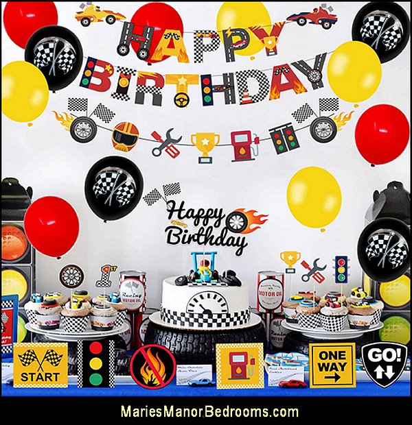 Race Car Birthday Decorations Racing Party Supplies Car Party Signs race car party  Racetrack Table Covers  car racing party balloons