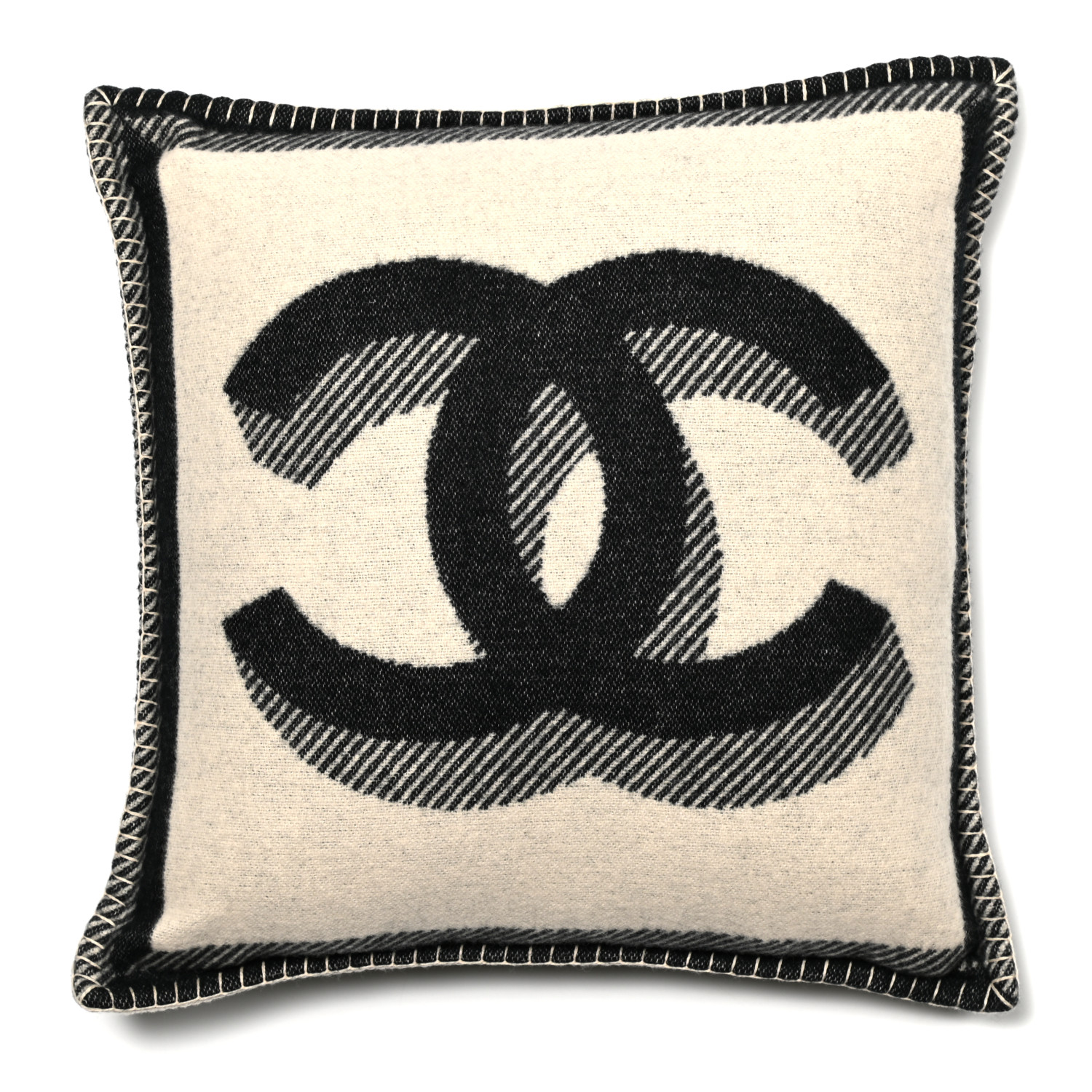 Chanel Merino Wool Cashmere CC Pillow Beige Black