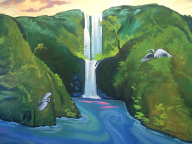 oregon waterfall mural, oregon muralist, portland muralist, columbia river gorge, columbia river gorge mural, oregon mural artist