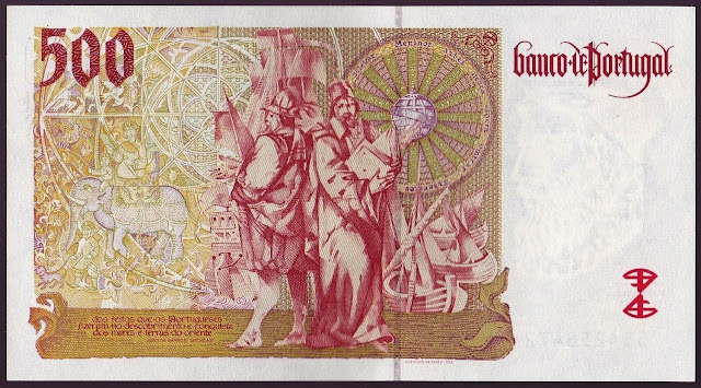 Portugal money currency 500 Escudos banknote 1997