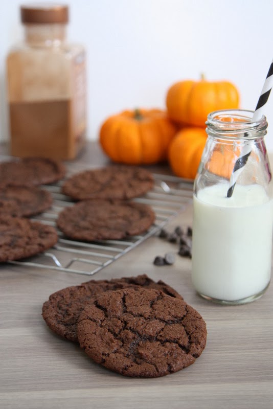 Double Chocolate Pumpkin Cookies -- the BEST pumpkin cookies. The flavor of pumpkin and the texture (crisp edges, chewy center) of a traditional cookie. Perfect fall treat!