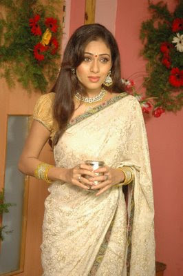 Actress Sada in cream embroidery saree