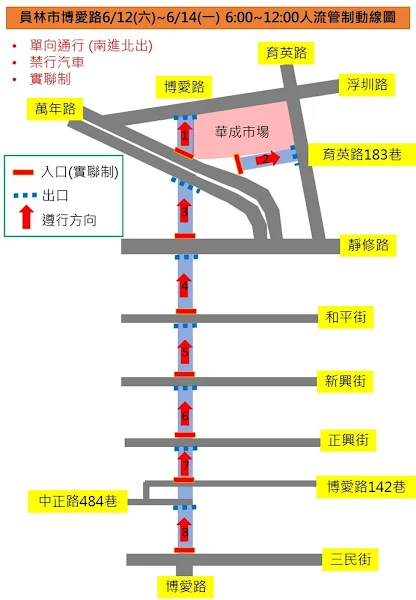 員林市傳統市場人流管制 端午採買單向通行落實防疫