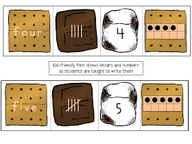 S'mores Number Recognition game. Kids build s'mores to learn 4 different number formats. | Apples to Applique