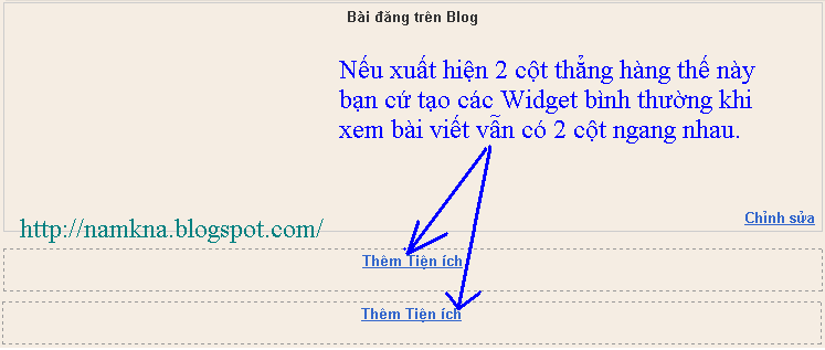 Chèn 2 cột widget vào Main của blogspot