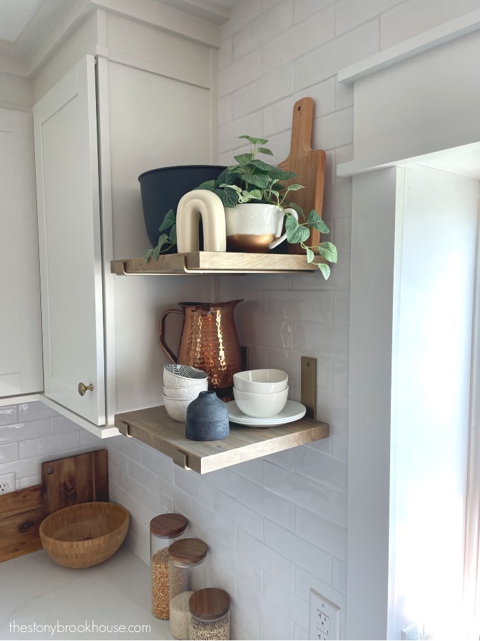 Small open shelves in kitchen