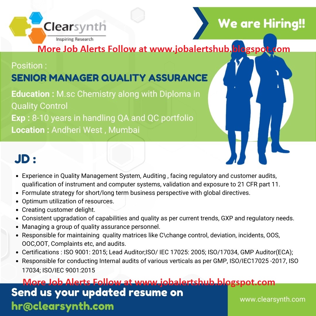 ClearSynth Labs Ltd - Urgent Vacancy for Manager & Sr ...