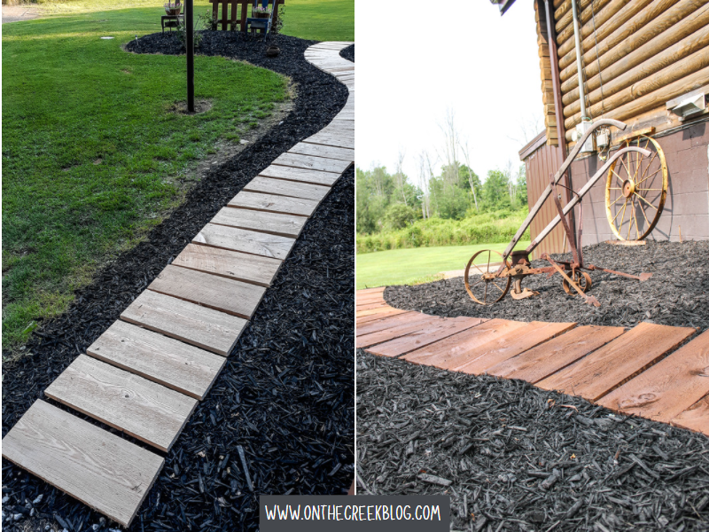 rustic wood pathway made from rough cut lumber | On The Creek Blog // www.onthecreekblog.com