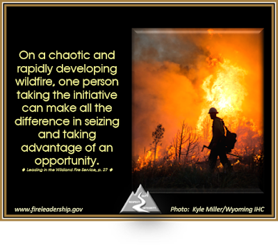 wildland firefighter in front of fire