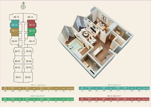 Căn hộ 64m2 Green Bay Hạ Long