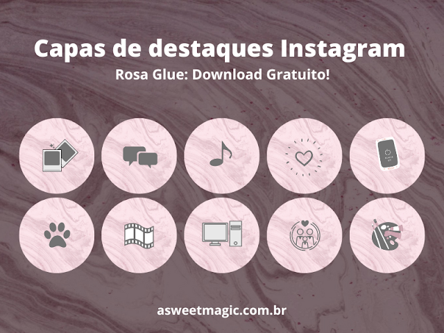 Ícones para Destaques do Instagram Rosa