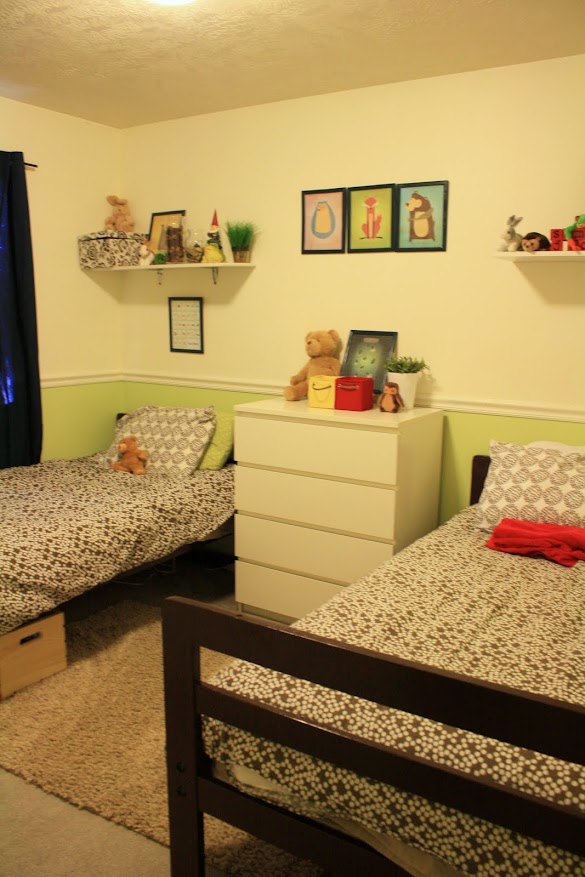 Kids Bedroom Makeover - Before & After: Kids Bedroom Makeover | Schoolhouse - Try adding a few bins to conceal their toys and other items.
