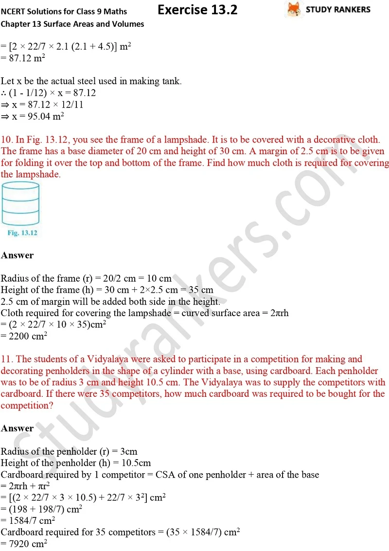 NCERT Solutions for Class 9 Maths Chapter 13 Surface Areas and Volumes Exercise 13.2 Part 4