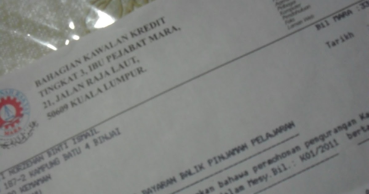 Surat Permohonan Pinjaman Pelajaran Mara - Kecemasan w