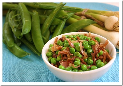 fresh shell peas green garlic prosciutto