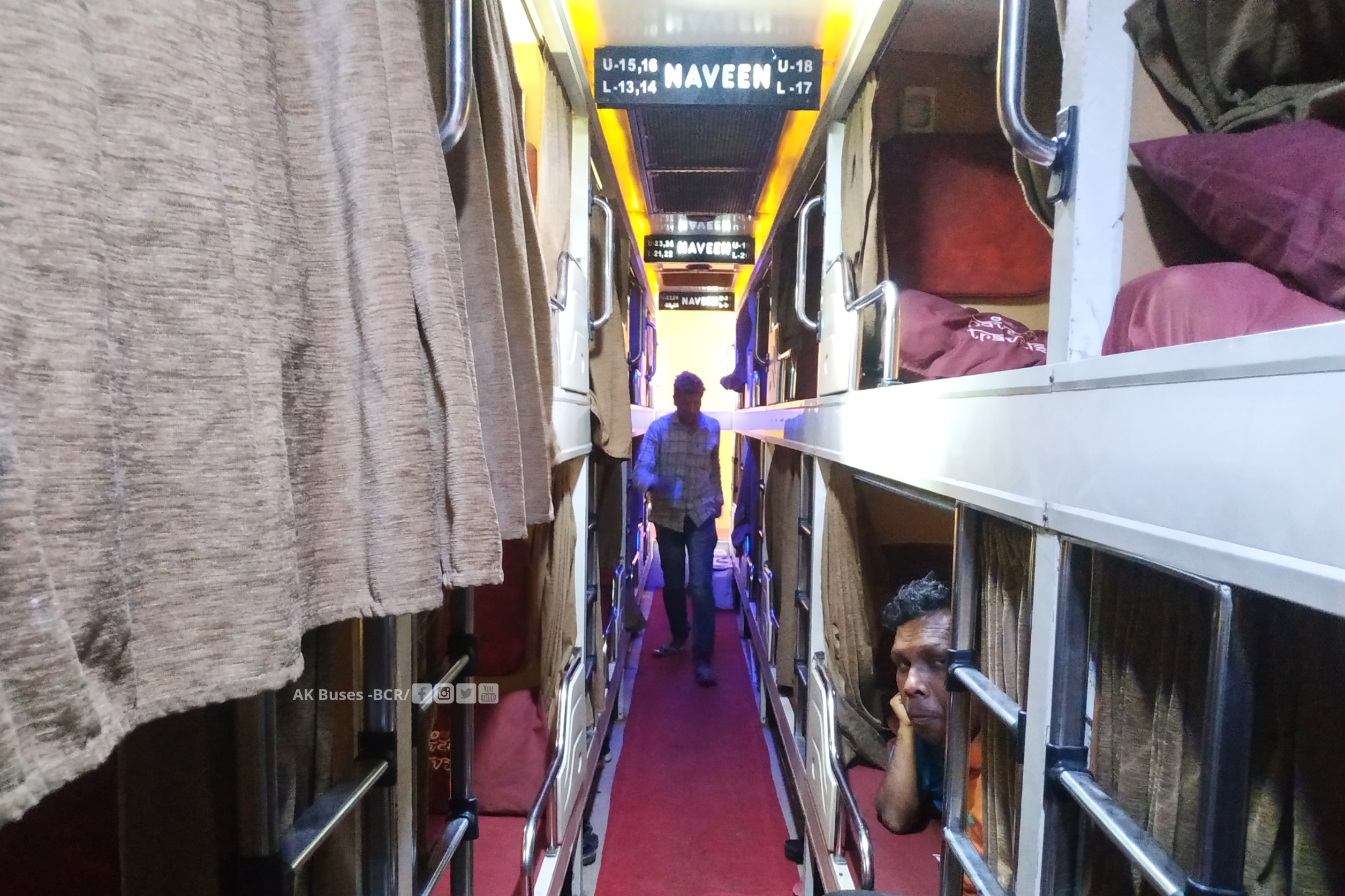 Naveen Travels 2/1 AC Sleeper Bus interior
