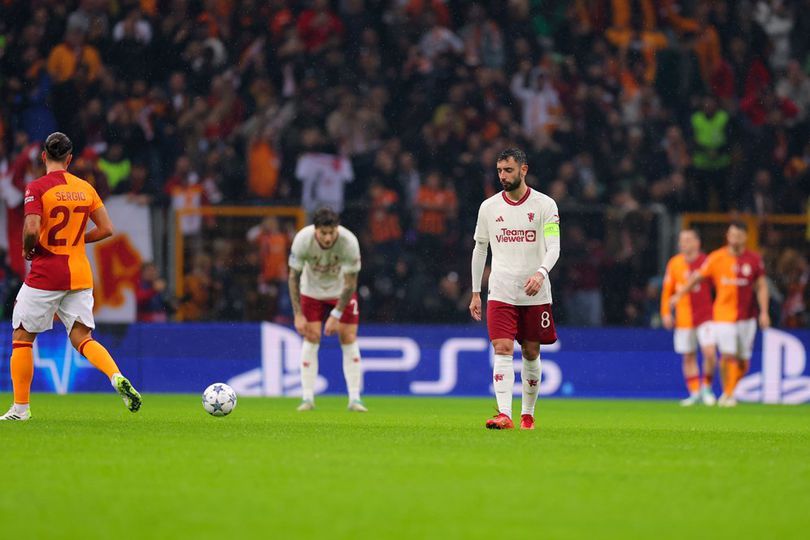 Ekspresi Bruno Fernandes di laga Liga Champions antara Galatasaray vs Manchester United