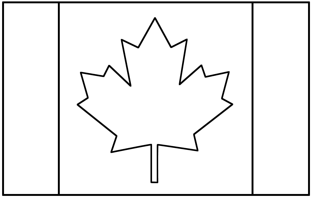 Page de coloriage grand format   imprimer le drapeau du Canada avec sa feuille d érable   colorier en rouge