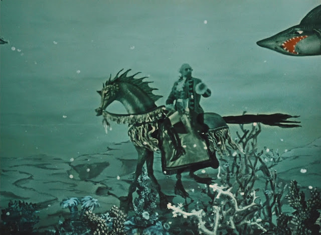 Baron Munchausen on a Seahorse