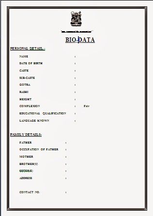 Simple Biodata Format For Job Fresher
