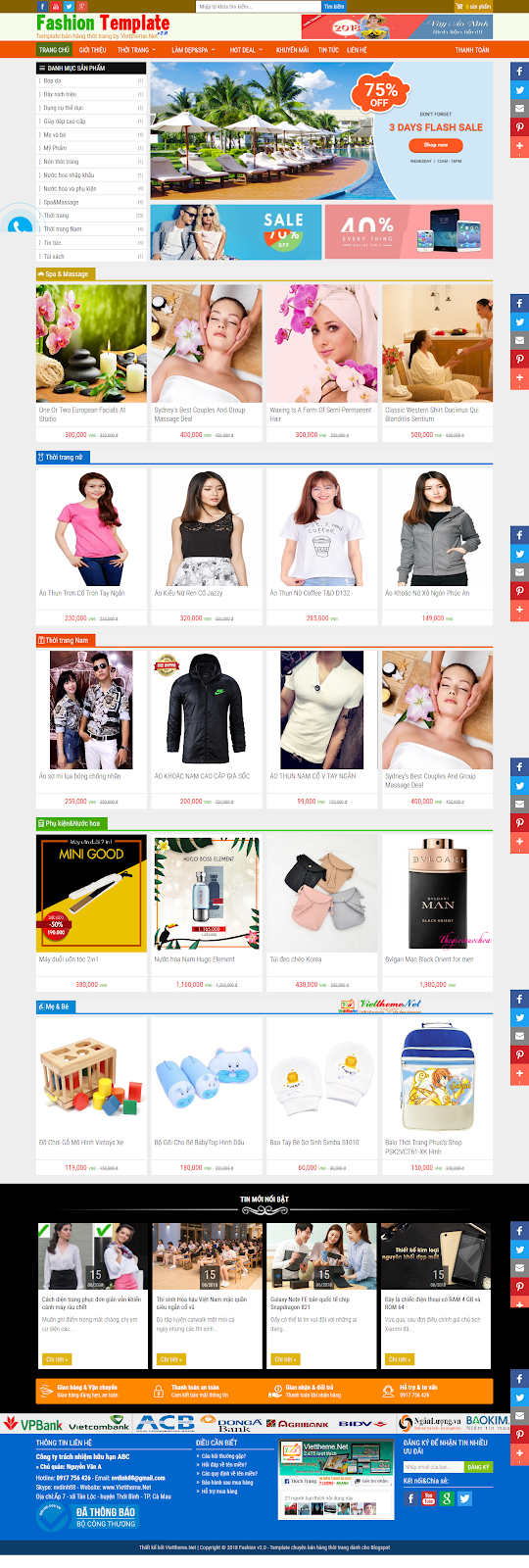 Fashion v2.0 - Template Blogspot bán hàng thời trang chuyên nghiệp