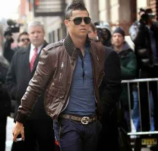 jaket kulit coklat cristiano ronaldo