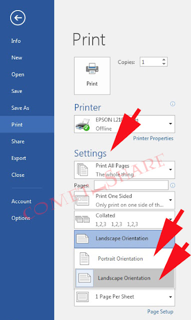 2 Cara Merubah Posisi Kertas Potrait Atau Lansdcape Di Printer Epson