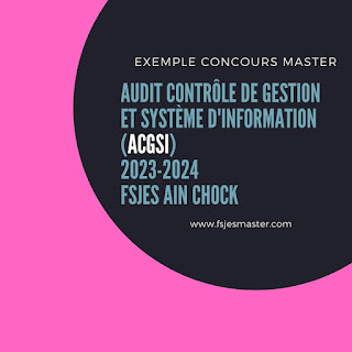 Exemple Concours Master Audit Contrôle de Gestion et Système d'Information (ACGSI) 2023-2024 - Fsjes Ain Chock