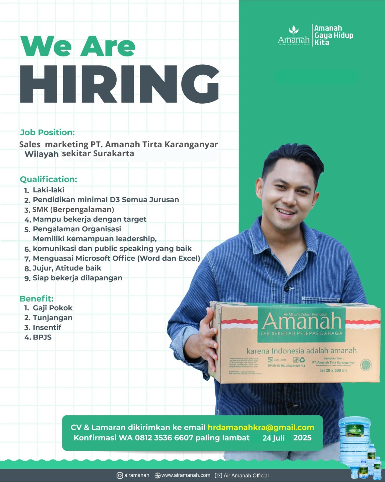 Loker Solo Raya Terbaru di PT Amanah Tirta Karanganyar