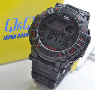 jam tangan Q&Q M152J001Y black rubber  Red