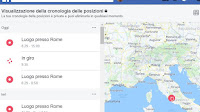 Cronologia posizioni di Facebook con mappa di tutti gli spostamenti