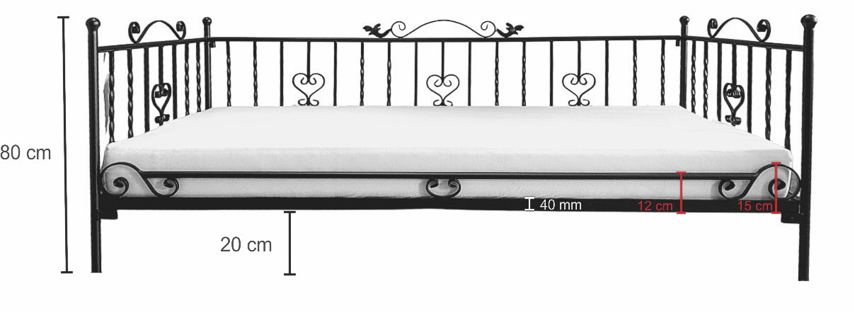 Łóżko metalowe sofa Sevilla (wzór 4S)