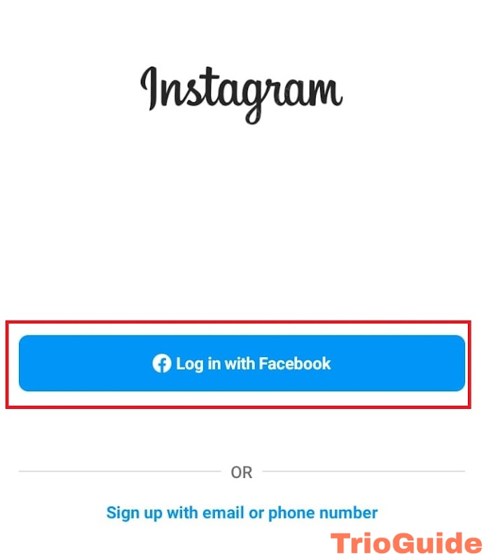 log in with Facebook option