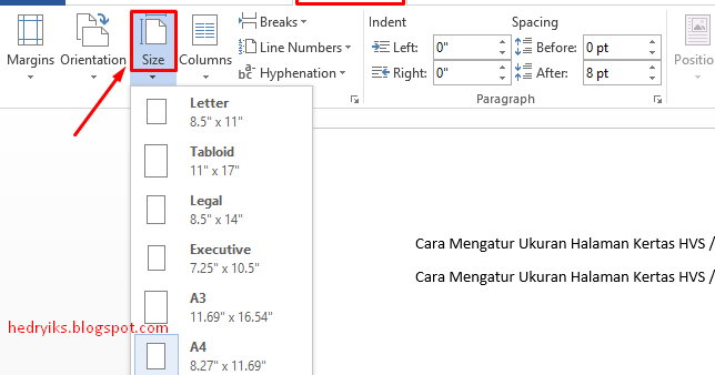 Cara Mengatur Ukuran Halaman Kertas HVS / F4 di MS Word 