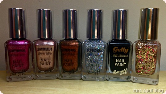 Barry M Polishes in Nutcracker, Twinkle Twinkle, Gingerbread, Icicle, Blackforest and Jingle Bells Nail Polish