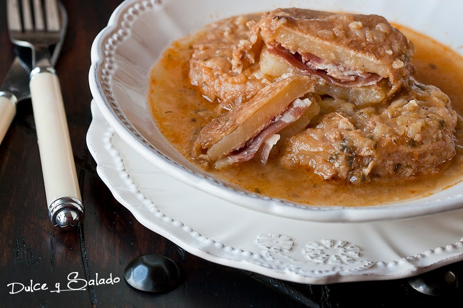 Patatas a la Importancia Rellenas de Jamón