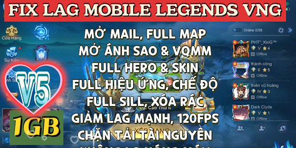 Fix Lag Mobile Legends: Bang Bang VNG V5, Fix Ping Cao, Ổn Định Cho Máy, Fix Lag Giật Khi Giao Tranh, Giảm Data Game