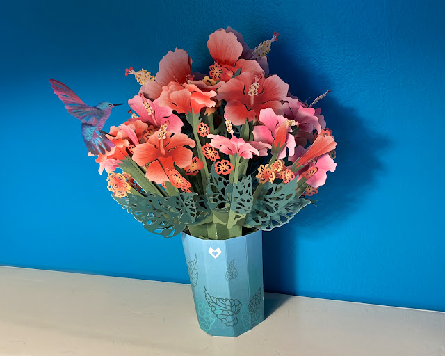 Lovepop hibiscus pop-up flower bouquet laser-cut greeting card